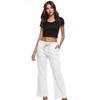 Pantaloni Larghi Casual da Donna in Lino con Design Liscio e Versatile Stile Estivo