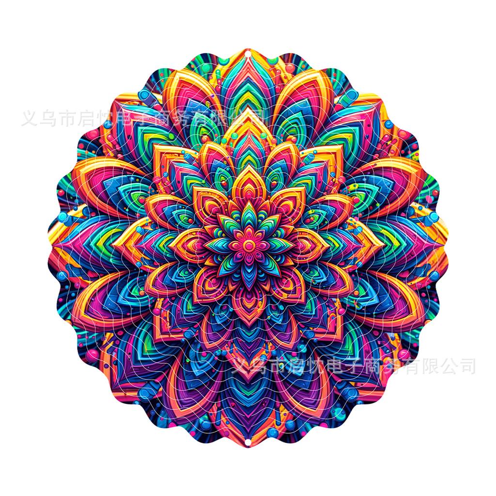 Mandala Wind Spinners for Yard and Garden 3D Steel Hanging Spinner for Outdoor Indoor 360 Degree Swivel Spinner