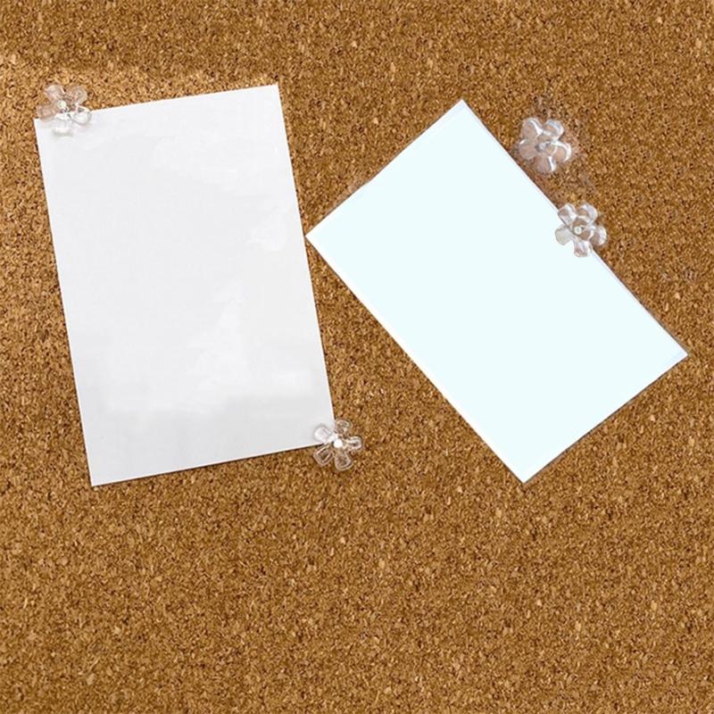 100Pcs Clear Flower Head Push Pins for Display Picture Note Memos Poster Cork Notice Board Pins Decorative Thumb Tacks