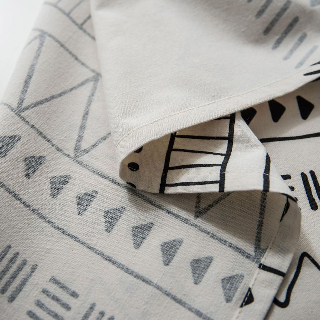 Cotton Linen Tablecloth,Geometrical Pattern Rectangle Tassel, Dust-Proof Table Cover,for Kitchen Dinning Party Tea Table Decor