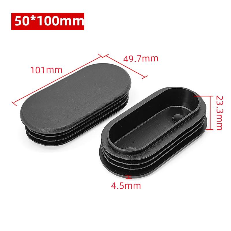 Tapones de Extremo de Cierre de Plástico Rectangular Ovalado Negro para Tubos Tubos Tapones Tapones Tapón para Pies de Mesa Patas de Silla