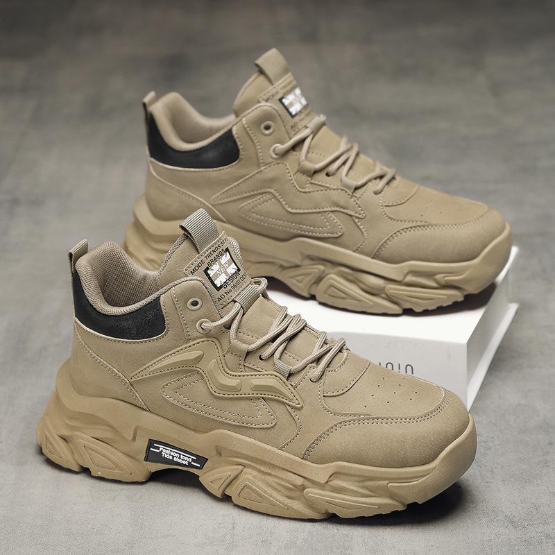 Dirt-resistant Black Thick-soled Wear-resistant Shoes, Waterproof Sports Dad Shoes, Heightening Casual Running Shoes