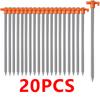 20 PCS/SET Tent Stakes Heavy Duty Reusable Tent Stakes Pegs Multifunctional Metal Tent Spikes Ground for Camping Ground 10inch