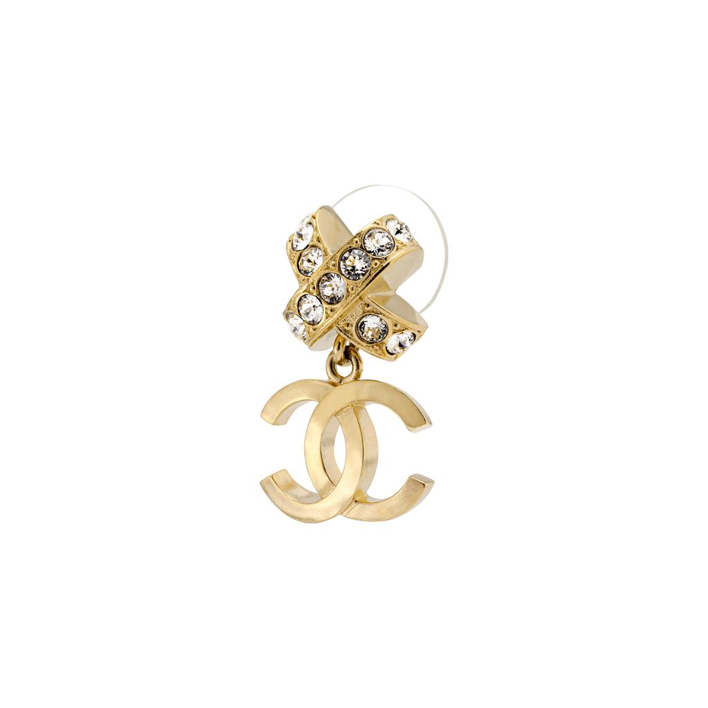 Chanel Chic Bow Diamond Double C Earrings Women earrings Gold ABA525-B10566-NN170