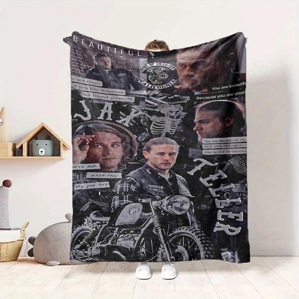 Motorcycle Biker Flannel Blanket Throw Blanket Soft Warm Sofa Bed Camping Home Decor Unique Christmas Gift C921120