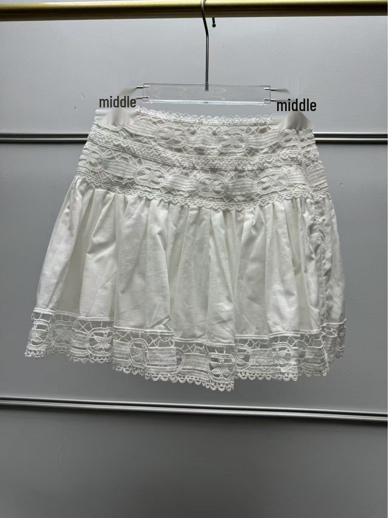 2026 Spring/Summer French Embroidered Linen Skirt & Top Set for Women S