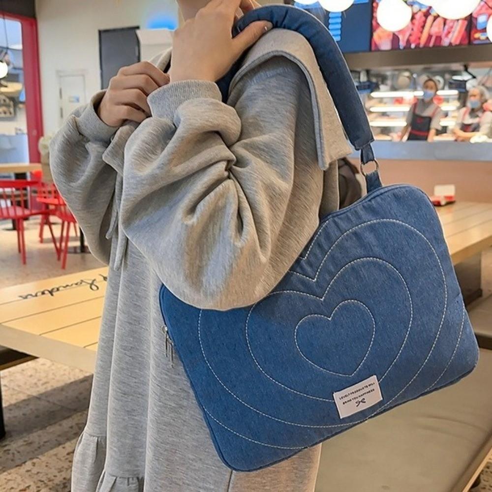 14 Inches Laptop Bag Bowknot Embroidered Computer Handbag Modern Computer Bag  Daily Commute