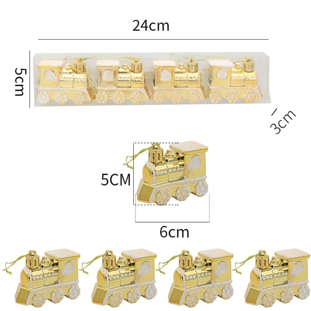 4PCS/Box Small Car Train Christmas Gifts Boxes Pendant DIY Crafts Painted Christmas Decorations