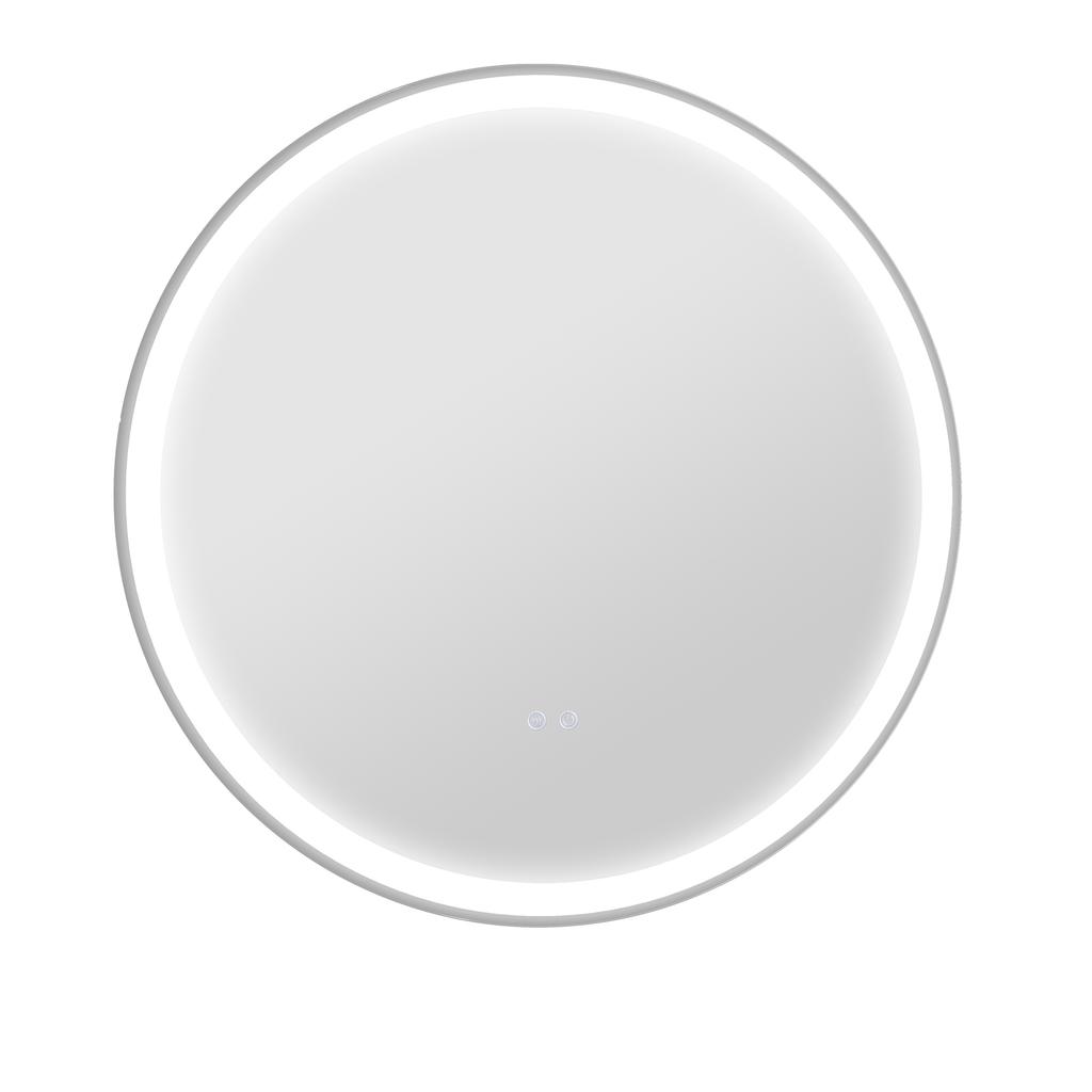 Round Bathroom Mirror with LED Lights, Wall Mount Dimmable Makeup Mirror with 3 Temperature Colours, Defogging Film and Memory Function, Frameless