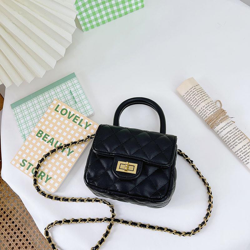 Stylish Mini Pu Leather Children's Crossbody Bag For Girls With Chain Strap And Chic Design