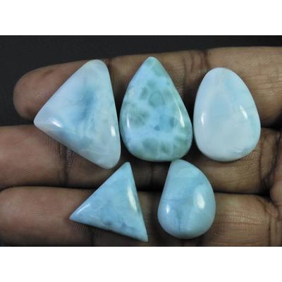 5Pcs Natural Larimar Pectolite Fancy Cabochon Loose Gemstone Lot 112cts. C-624