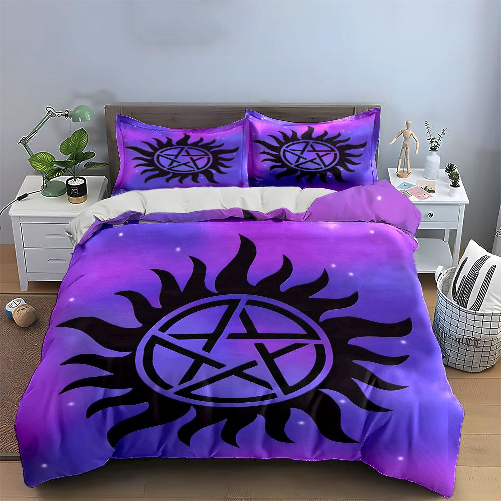 Mystic Pentagram Decorative Set Soft Skin-Friendly Bedding Set Includes 1 Duvet Cover And 2 Pillowcase Gift