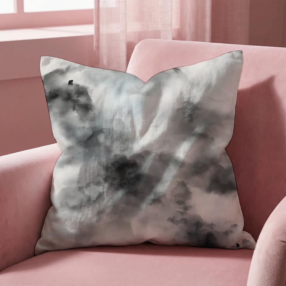 Ink Wash Texture Cushion Cover MultiScene Pillow Cover for Home Car Reversible Soft Durable for Daily Use