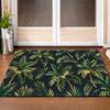 Nocturnal Palm Doormat Dark Tropical Pattern Gold Leaf Detail Large Size for Modern Entryway & Night Decor