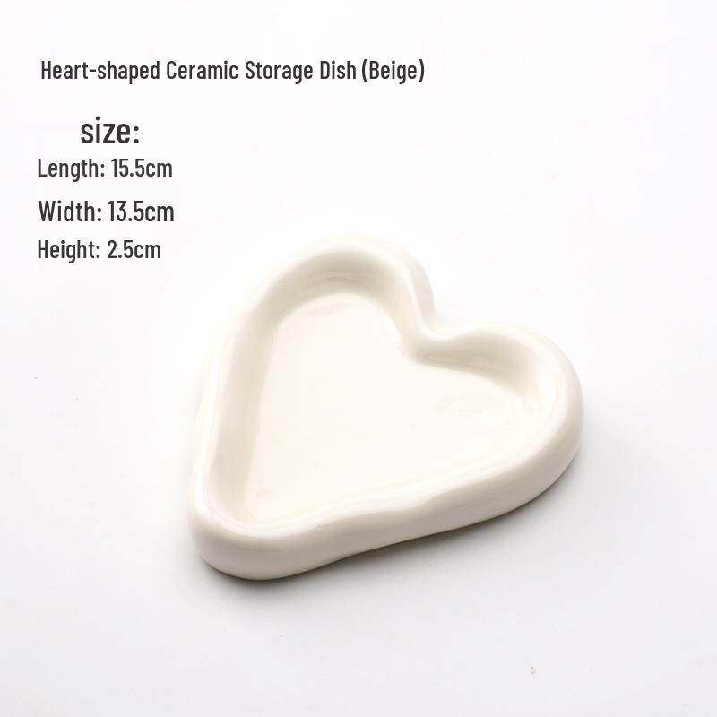 Nordic Heart-Shaped Ceramic Jewelry and Tabletop Storage Tray
