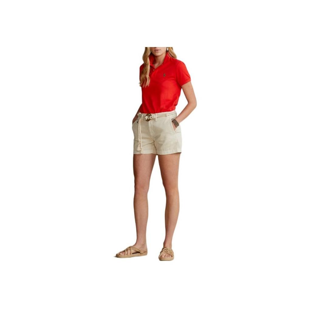 Polo Ralph Lauren SS22 Solid Color Button Short Sleeve Polo Shirt Women tops Red WMPOKNINCU20050-600
