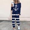 IHUASU Women's Fashion Casual Long Sleeve O-Neck Pants Suits