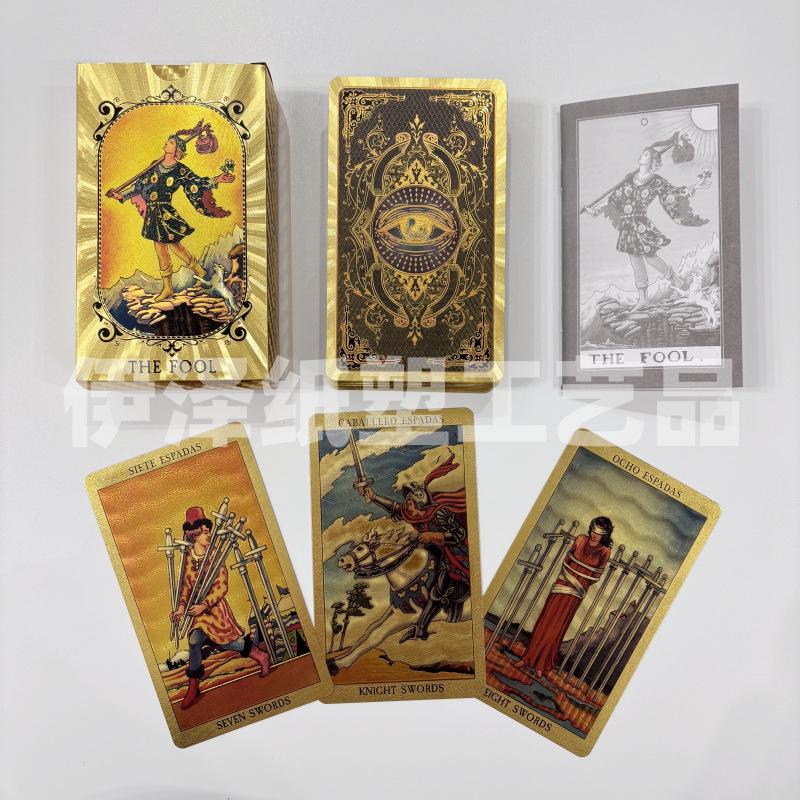 Set di Carte Tarocchi Impermeabile con Foglia d'Oro, Stampa a Colori Completi e Istruzioni di Gioco