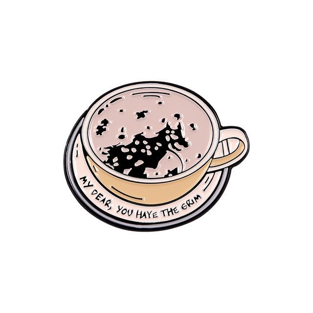 Trendy Bubble Beer & Rich Coffee Perfume Cake Brooch Set
