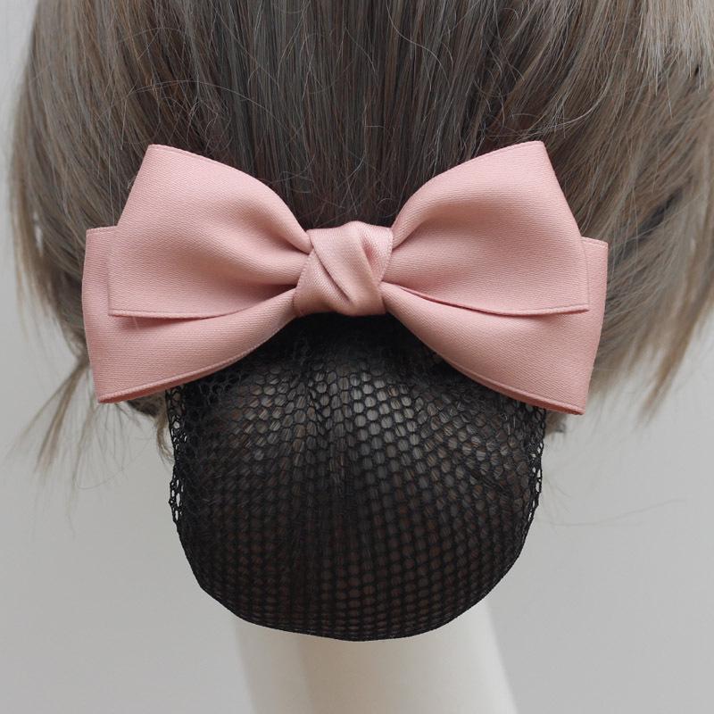 Women's Professional Hair Net Bow Clip for Work: Ideal for Hotel, Bank, Nurse, Flight Attendant, and Updo Styles.