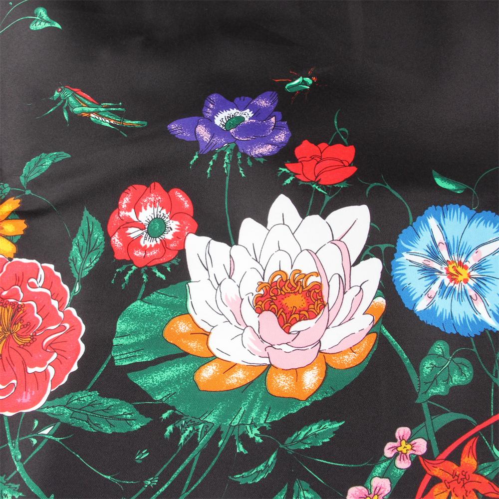 POBING Silk Scarf Women Large Shawls Flowers Print Stoles Square Bandana Luxury Kerchief Hijab Scarves Female Foulards 130CM