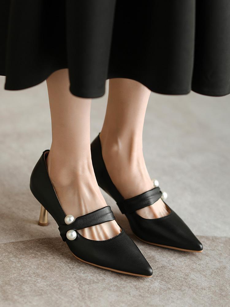 French High Heels Women's 2025 Autumn New Pointed Toe Small Heel Mary Jane Women's Shoes Fairy Style Bride Bridesmaid Wedding Shoes