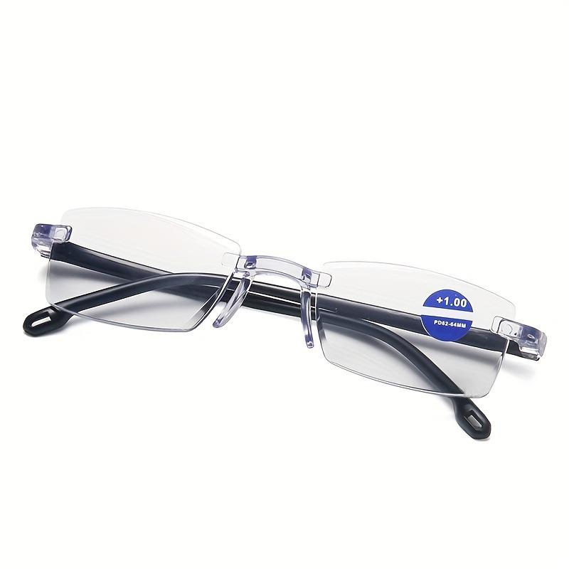 +100~+400 Fashionable anti blue light reading glasses with frameless cut edges for both men and women