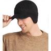 Winter Visor Beanie Hat with Earflaps for Men Warm Fleece Lined Knit Baseball Cap Ski Hat