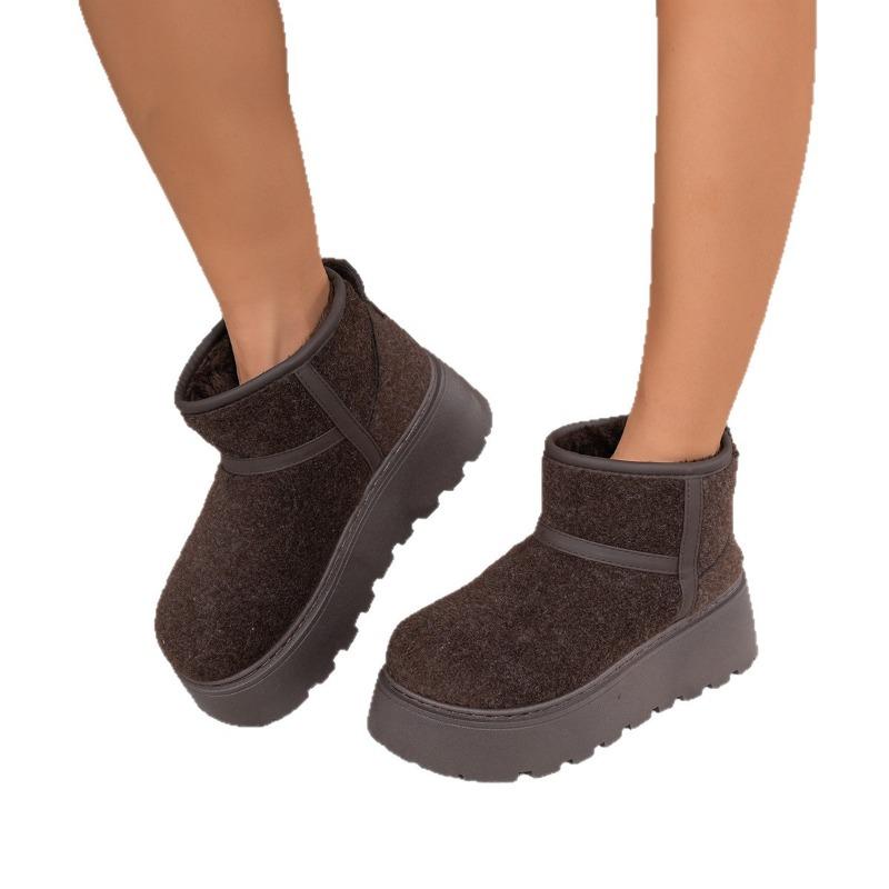 Women's Wide Width Platform Snow Boots, Plush Lined Winter Booties, Thickened Ankle Boots for Women