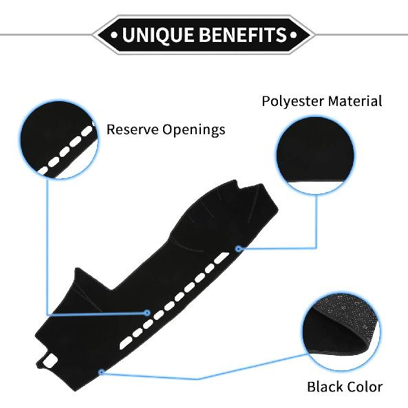 Dash Cover Compatible for Toyota Prado 120 Series 2003-2008, Non-Slip Polyester Black Center Console Dashboard Cover Pad Carpet