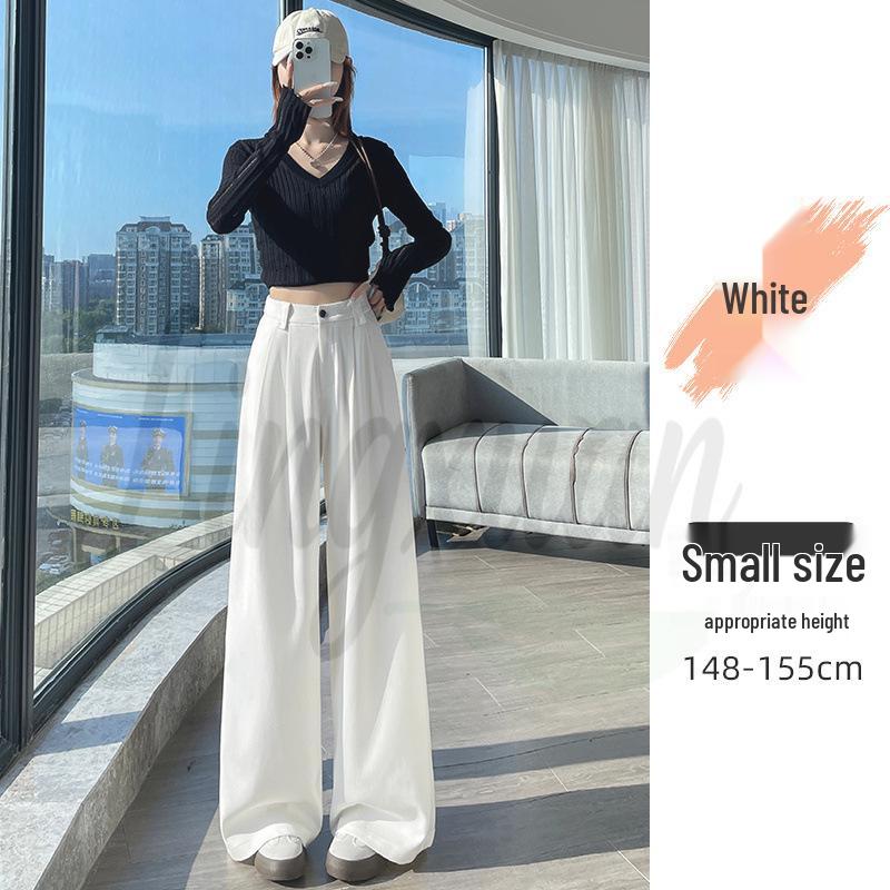 

Women s High-Waisted Retro Denim-Style Wide-Leg Pants: Dark Blue, Autumn casual, Straight, Floor-Length, Drapey and Lazy Fit. Extra Large