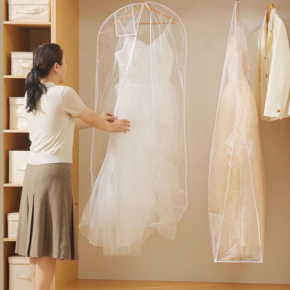 1Pcs Transparent Wedding Dress Dust Cover Double-sided Long Clothes Protector Case Home Wardrobe