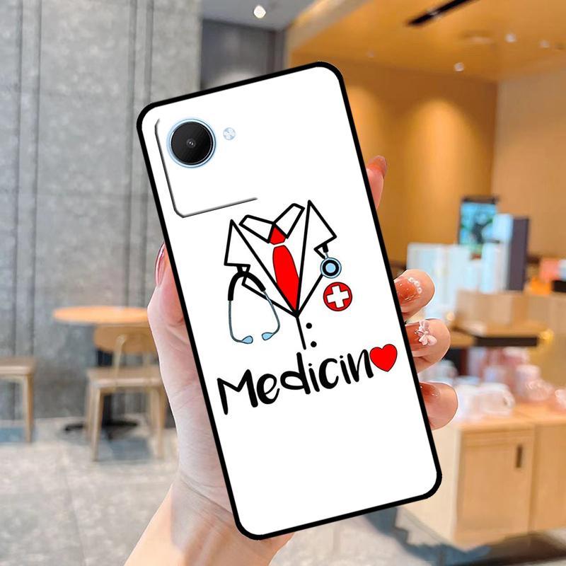 Cartoon Medicine Doctor Nurse Case For Realme C55 C33 C31 C35 C30 C11 C15 C25s C21Y GT Neo 5 3T 2T 8 9 10 11 Pro Plus