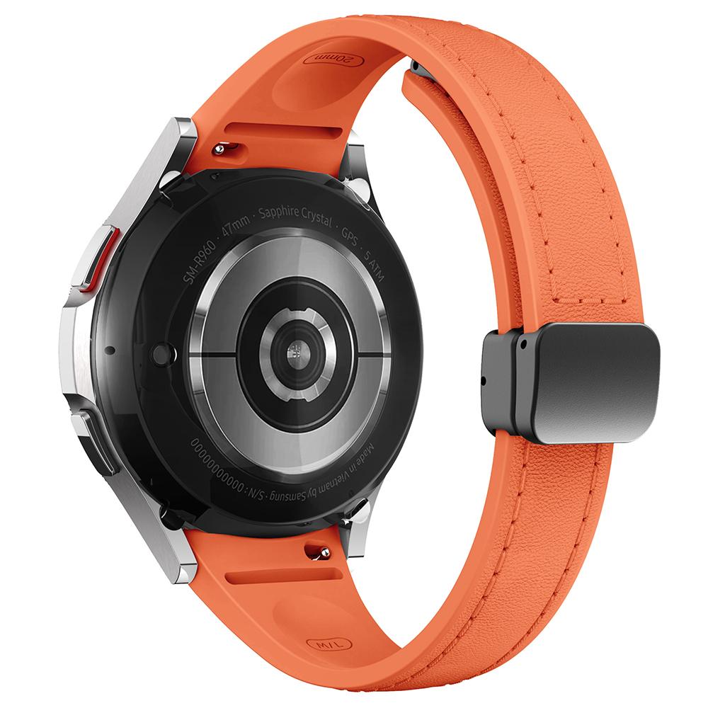 For Samsung Watch FE 40mm/Watch4 Classic Active/Watch 5/Watch6 Classic Magnetic Buckle Leather+Silicone Strap
