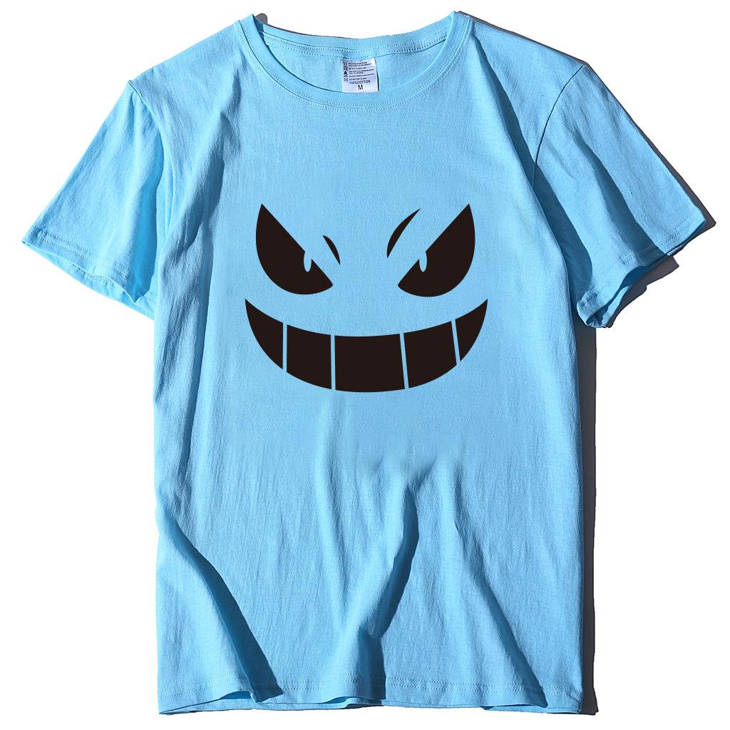 Unisex European-American Plus Size T-shirt with Evil Funny Face Art Print