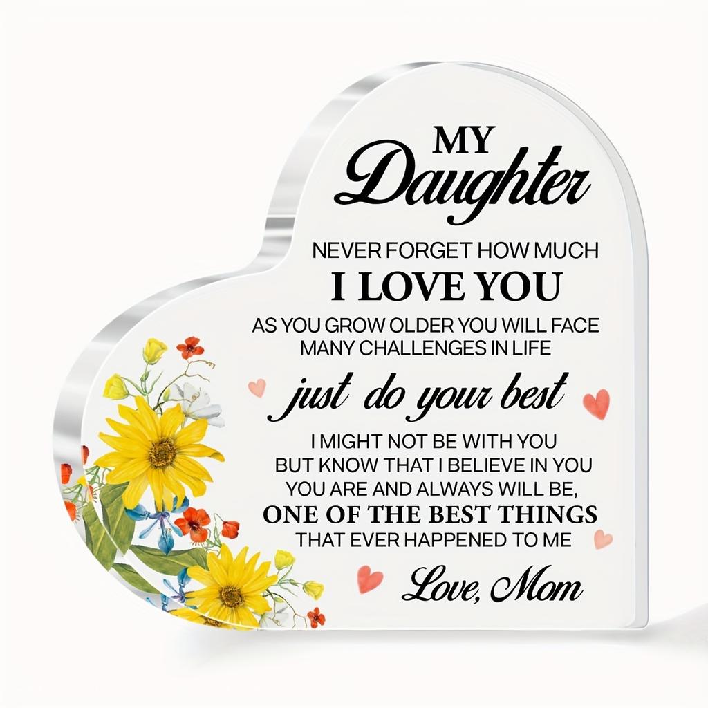 2D Flat 1pc, Inspirational Heart-Shaped Acrylic Decorative Plaque Gift For Daughter From Mom, Encourage Gift, Tabletop Display Accessory, Home Room Of