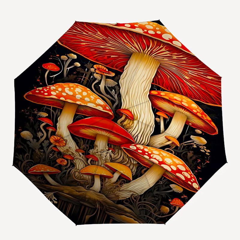 

1pc Mushroom ForestOpen/Close Umbrella-Windproof, Compact Travel Umbrella, Sturdy 8-Rib Shaft, Outdoor Accessory1148