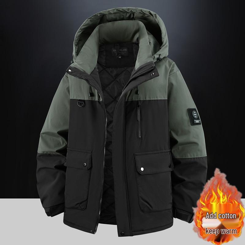 

Men s Windproof Cotton-Padded Workwear Jacket, Extra Thick, Plus Size, 3-Proof, for Outdoors 13XL [380-400 lbs]