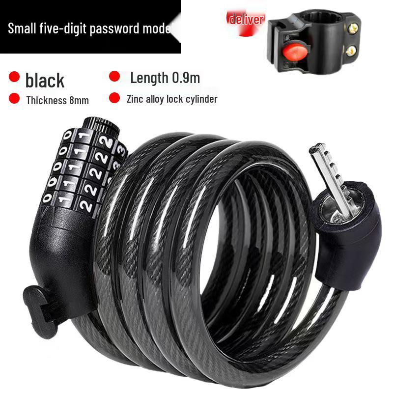 Five-Digit Anti-Theft Cable Lock for Mountain Bikes & E-Bikes