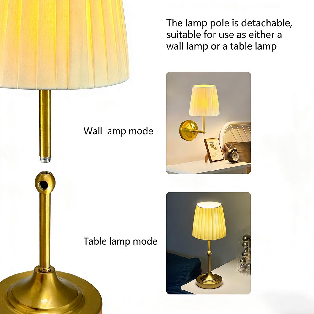 Rechargeable Cordless LED Wall Light Table Lamp Touch Control Led Desk Light Night Lights Fabric Shade Bedroom Modern Design