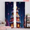 2pcs,2D Plane Printing Curtains Roller Blinds Christmas Tree House (3) Polyester Woven (without Rod) Outdoor Decorations Use for