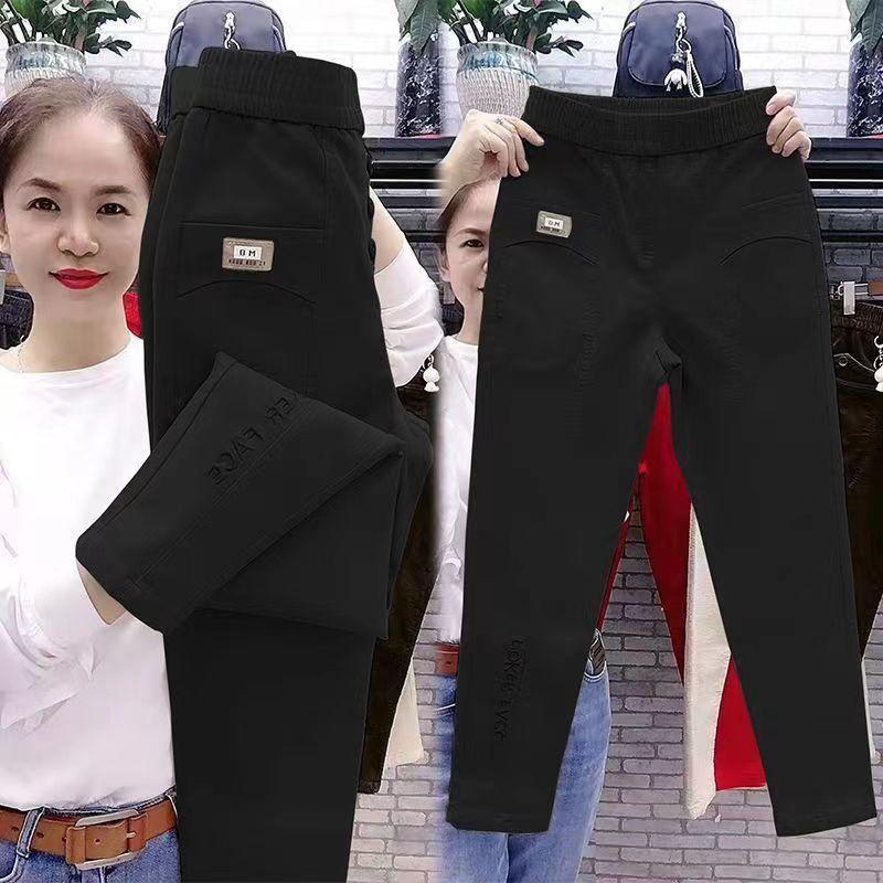 

Модные простые эластичные шаровары с высокой талией женские весенне-летние повседневные однотонные универсальные брюки XL чёрный