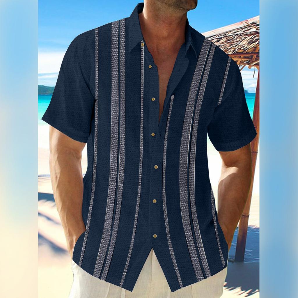 Hawaiisk skjorte for menn, vintage button down bowlingskjorter for menn Kortermet sommerstrandskjorte