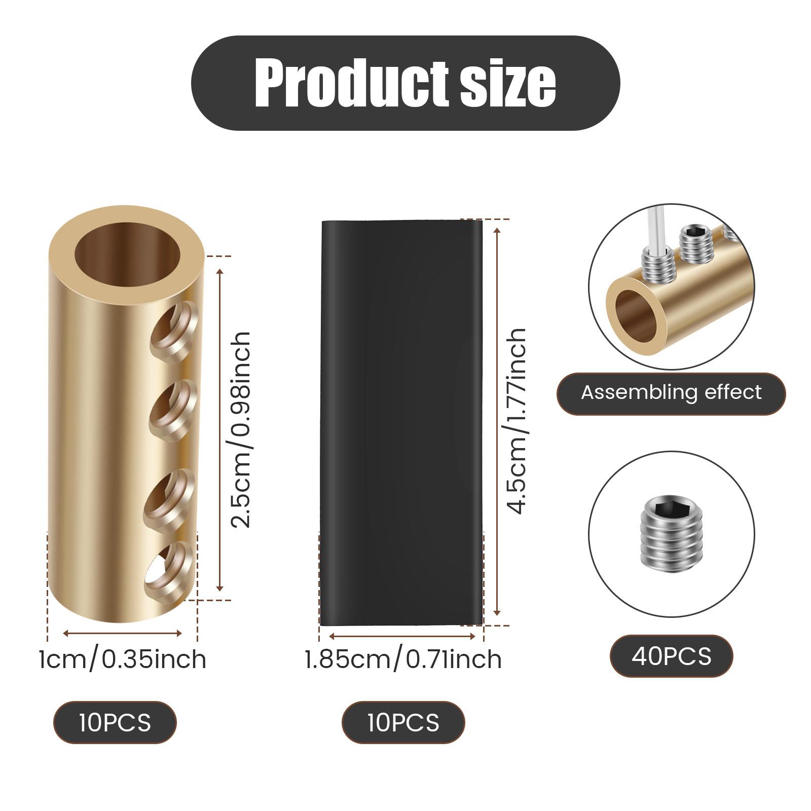 

10Pcs Brass Terminal Block with Heat Shrink Tubing 1 In 1 Out High Power Splitter Quick Wire Connector Cable Stop Bolt Pin