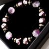 [GOLD STONE] Glowing Firefly Glass Marine Purple Pink Bracelet, Okinawa Power Stone, Inner Diameter: Approx. 19.5cm