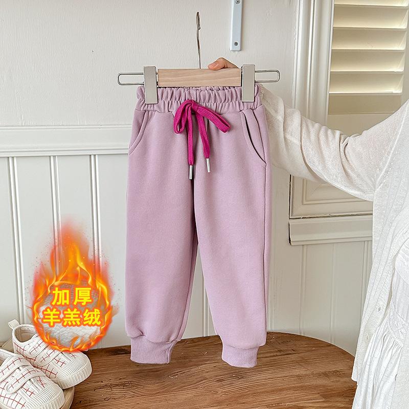 Kinder Herbst- und Winter-Sweathose, lockere und vielseitige lässige Sporthose für Jungen und Mädchen, Baby-Plüsch-Langhose