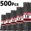 500 Pcs Black Nylon Heavy Duty Cable Ties, 6/8/10/14/18 Inch, Self-Locking Adjustable Ties for Indoor Outdoor Gardening