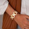 Luxury Jewelry Retro Drip Oil Bracelet Elastic Rope Geometry Hand Ring Wide Metal Bangles  Party