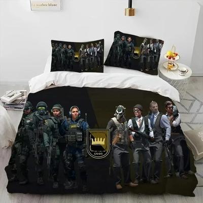 Luxus Neues 3D-Druck CS GO Spiel Gamer Counter Strike Bettwäsche-Set Bettbezug Bettwäsche-Set Steppdeckenbezug Kissenbezug Queen-Größe Jungen Erwachsene