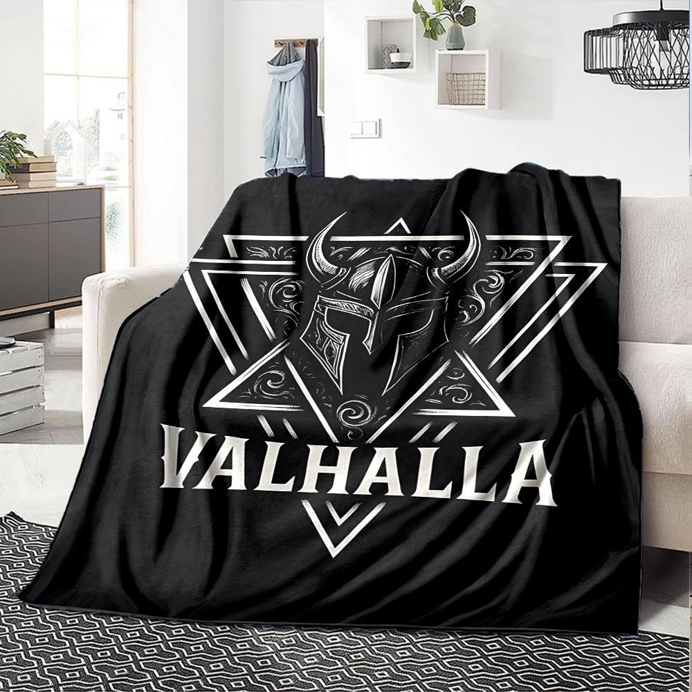 1pc Valhalla Viking Throw Blanket Soft Flannel, Cozy All Season Polyester Perfect for Home, Office